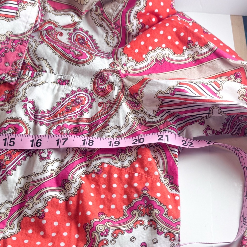 Van Heusen Patchwork Paisley Button Front Shirt XL Red Pink Cotton - Picture 11 of 14